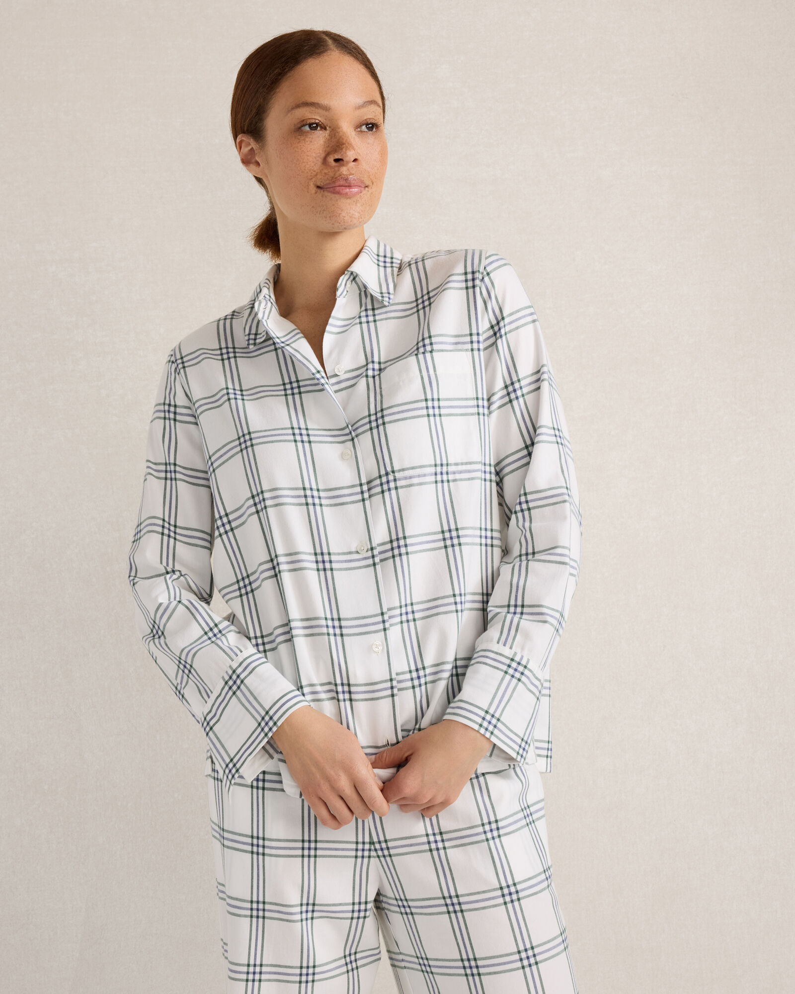 Organic Cotton Windowpane Pajama Top
