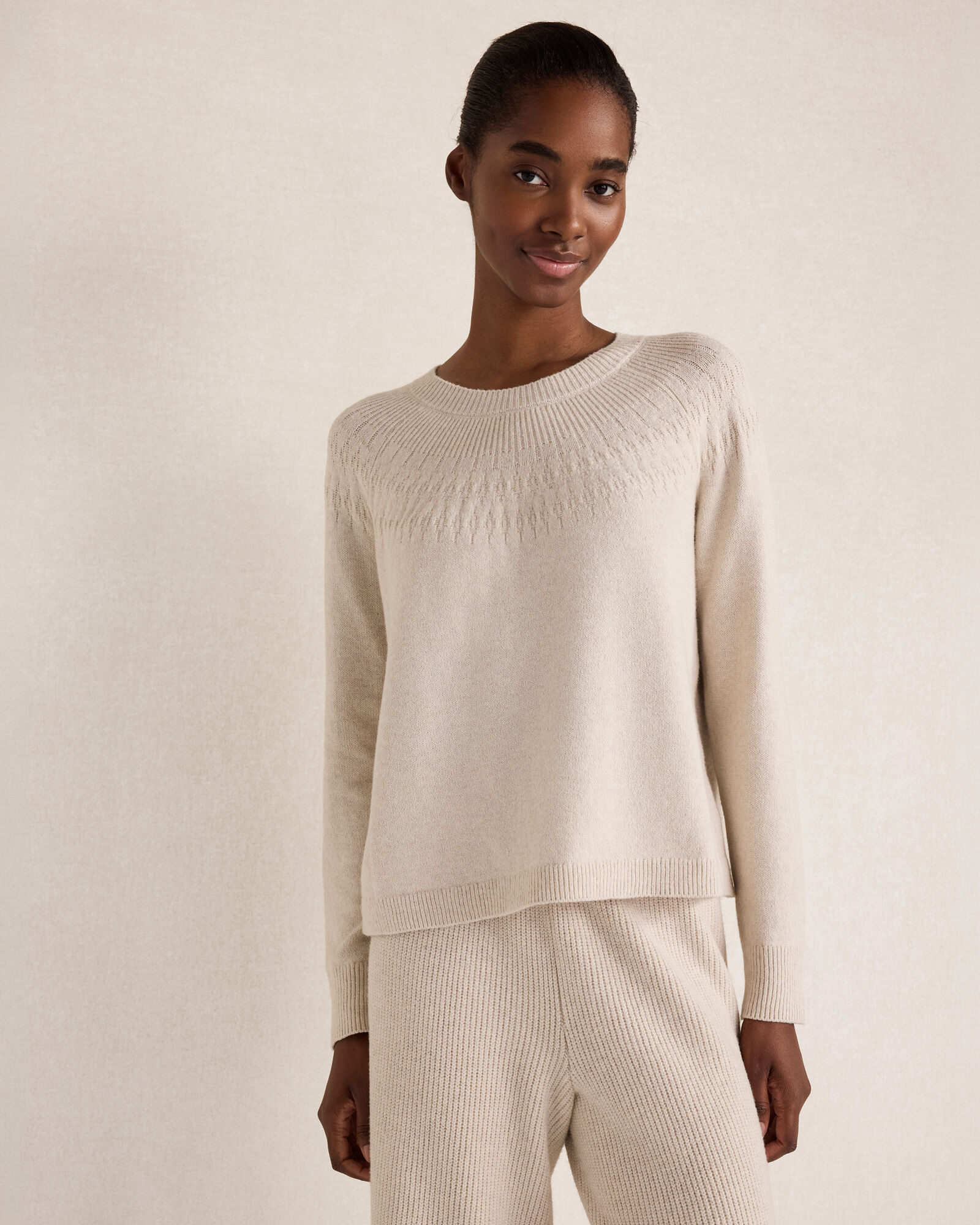 Cotton Blend Fair Isle Stitch Sweater
