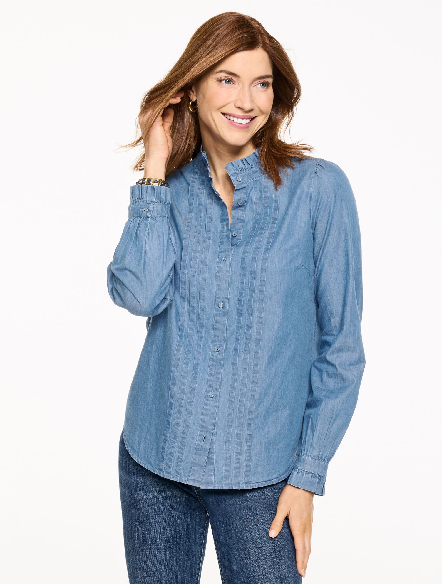 Pintuck Chambray Top - Treadwell Wash