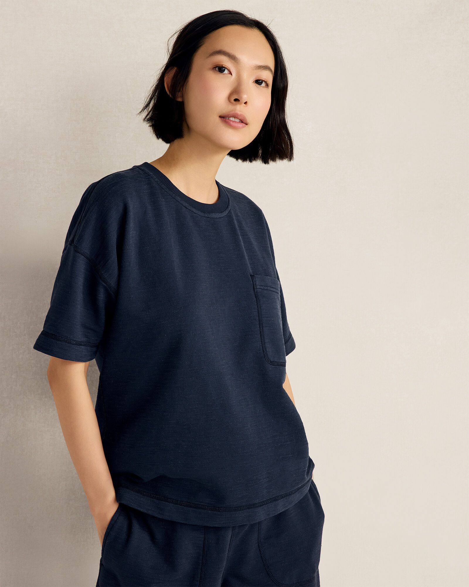 Garment-Dyed Organic Cotton Slub Terry Tee