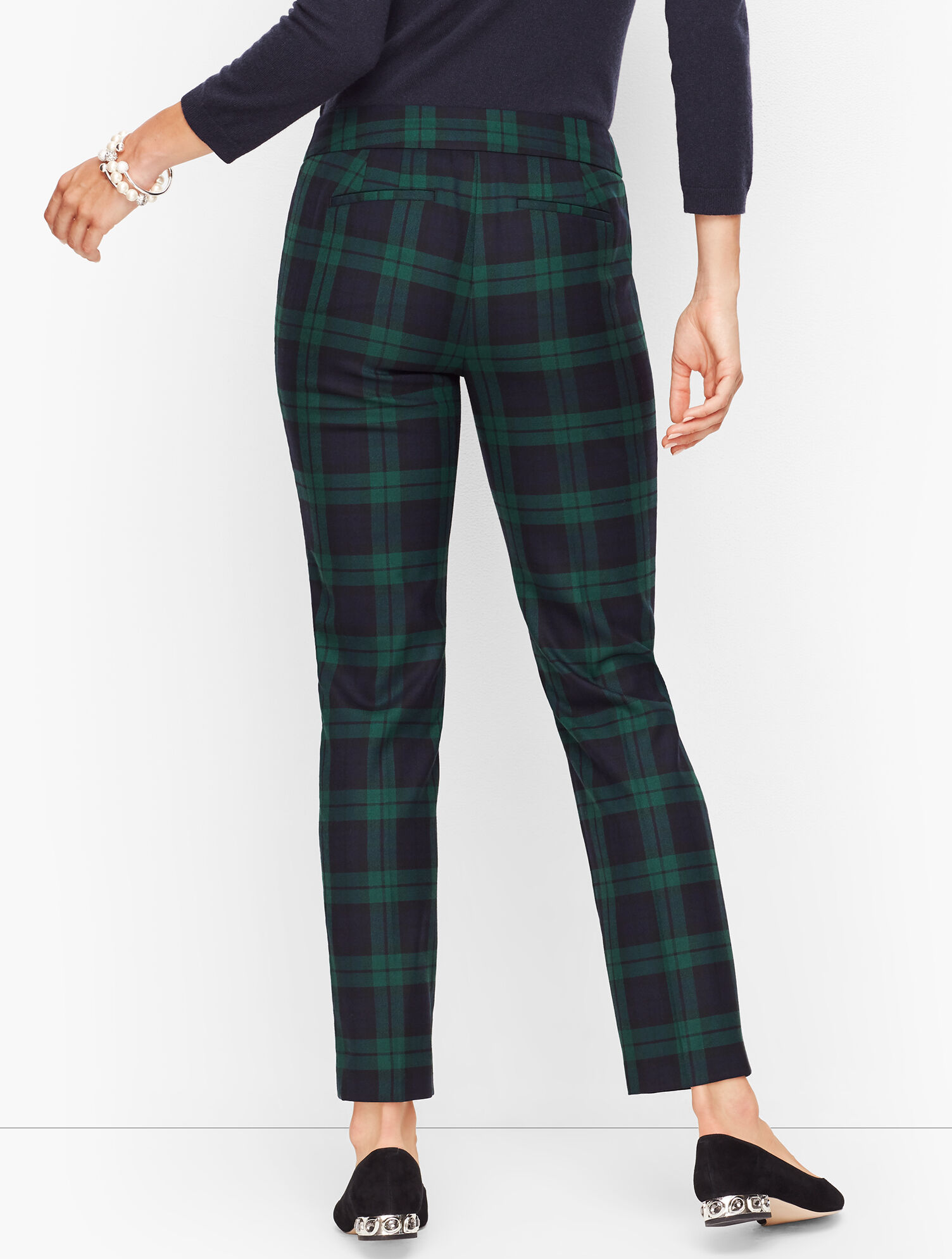 Talbots Hampshire Ankle Pants Black Watch Plaid Talbots