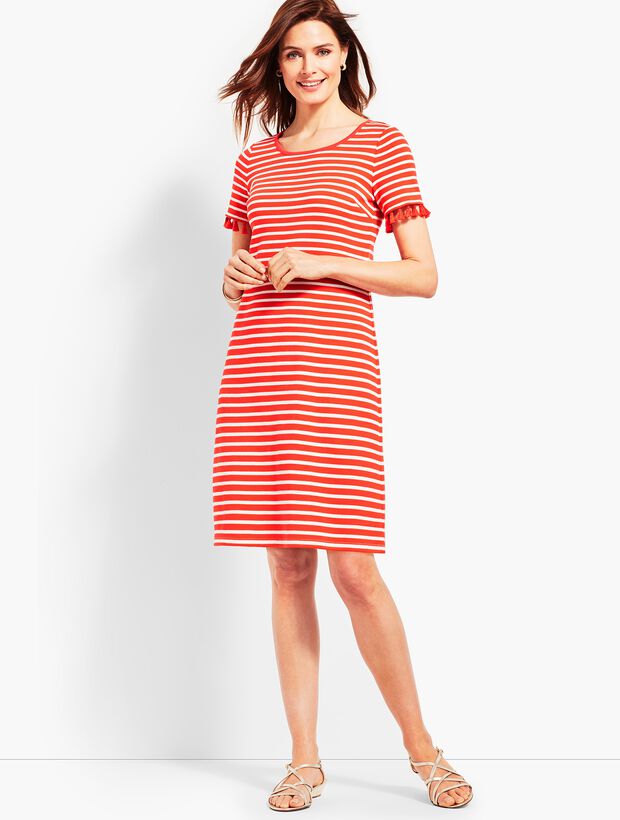 Tassel Trim Striped Shift Dress