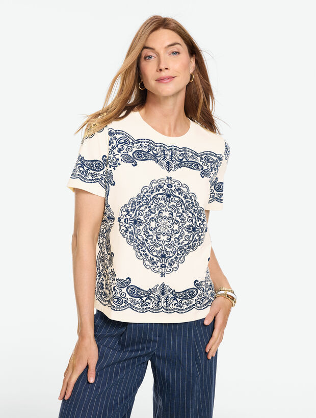 Short Sleeve Crewneck Tee - Luxe Bandana