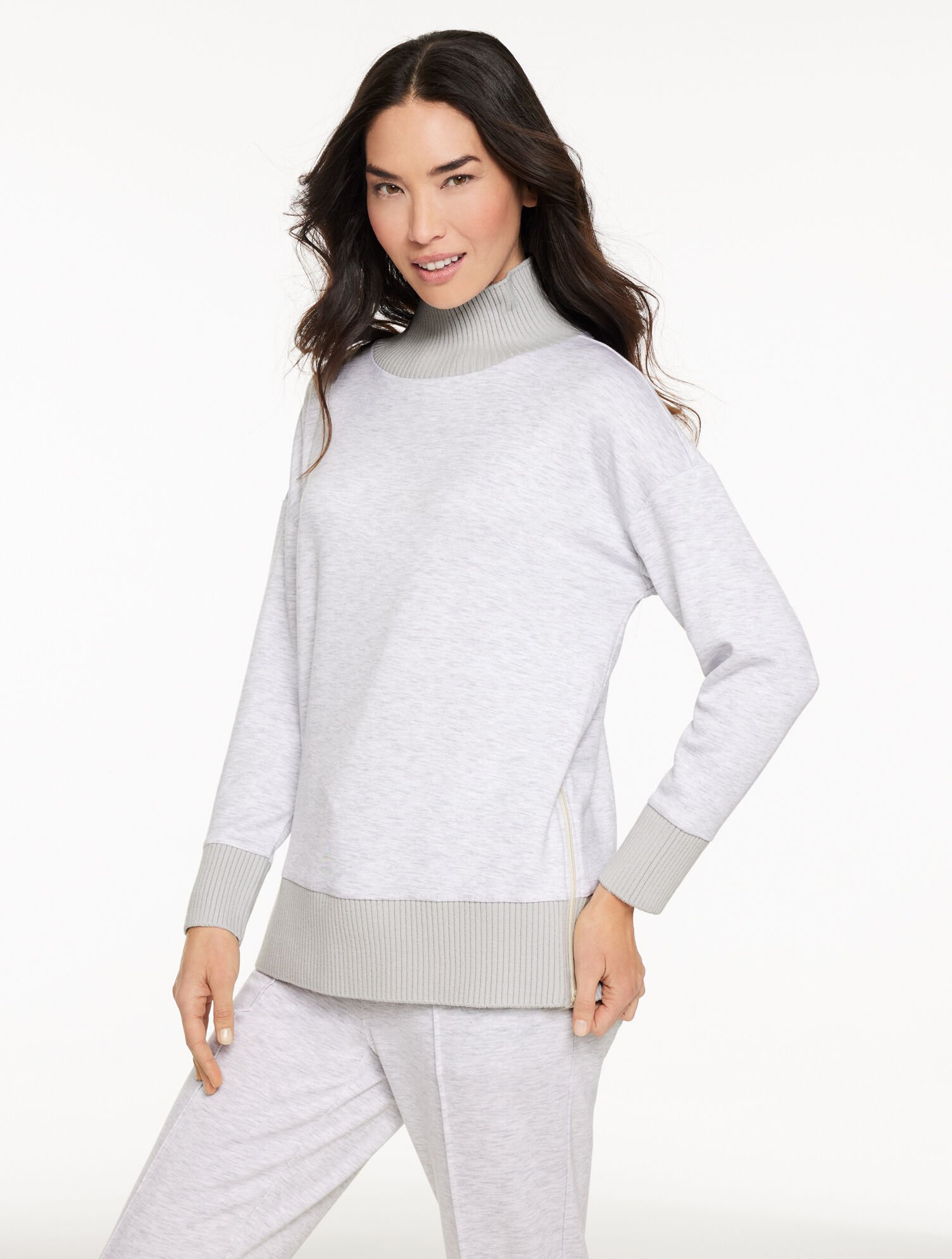 トップス Side Drawstring Knit AirKnit Stretch Turtleneck Tunic Pullover | Talbots
