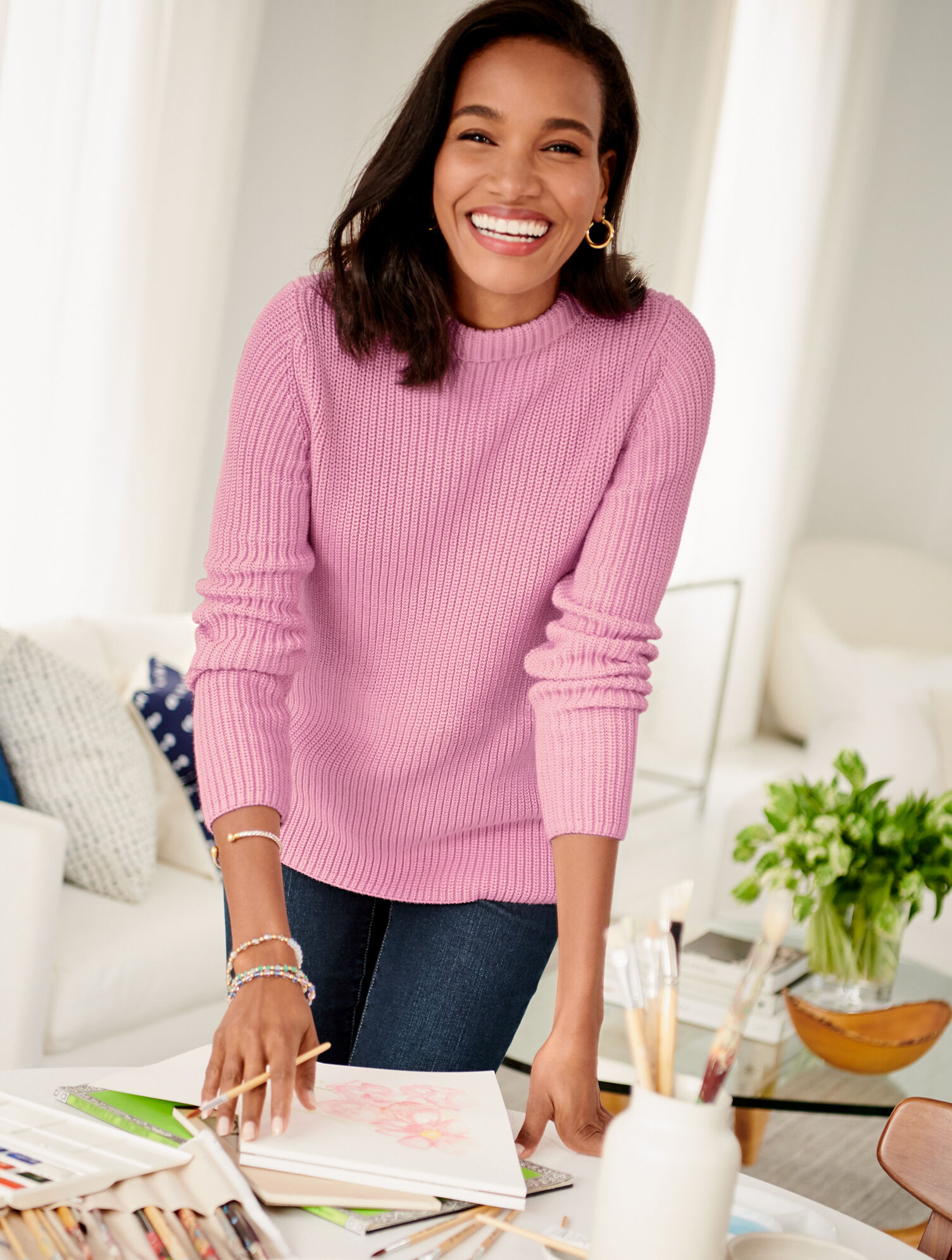 Shaker Stitch Sweater - Solid