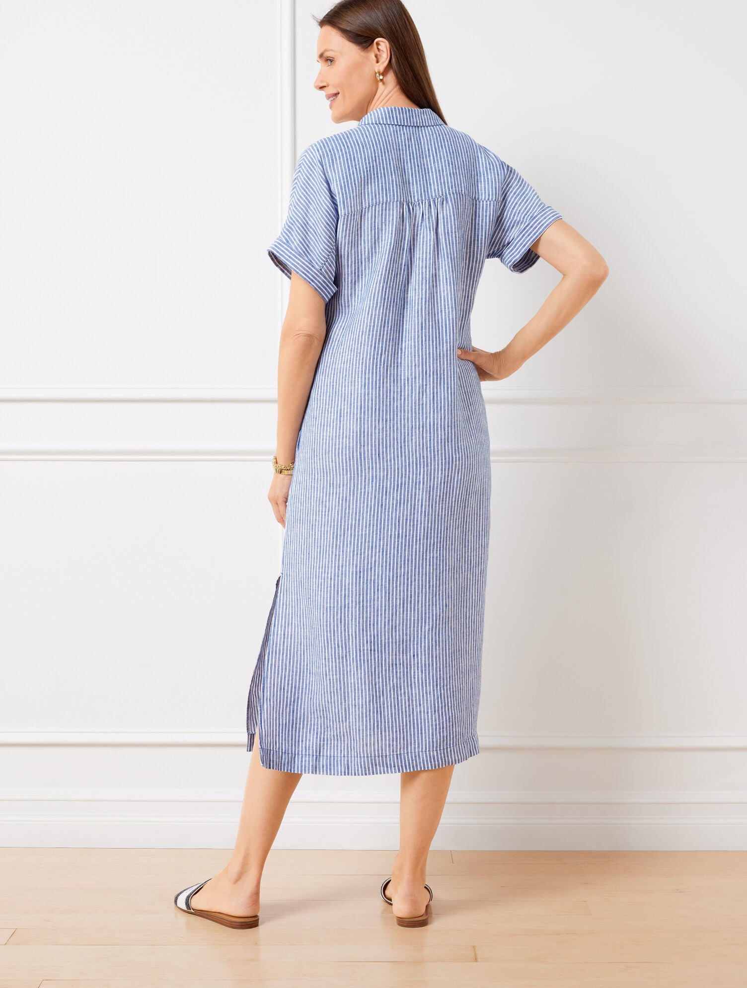 Drop Waist Linen Shirtdress - Happy Stripe | Talbots