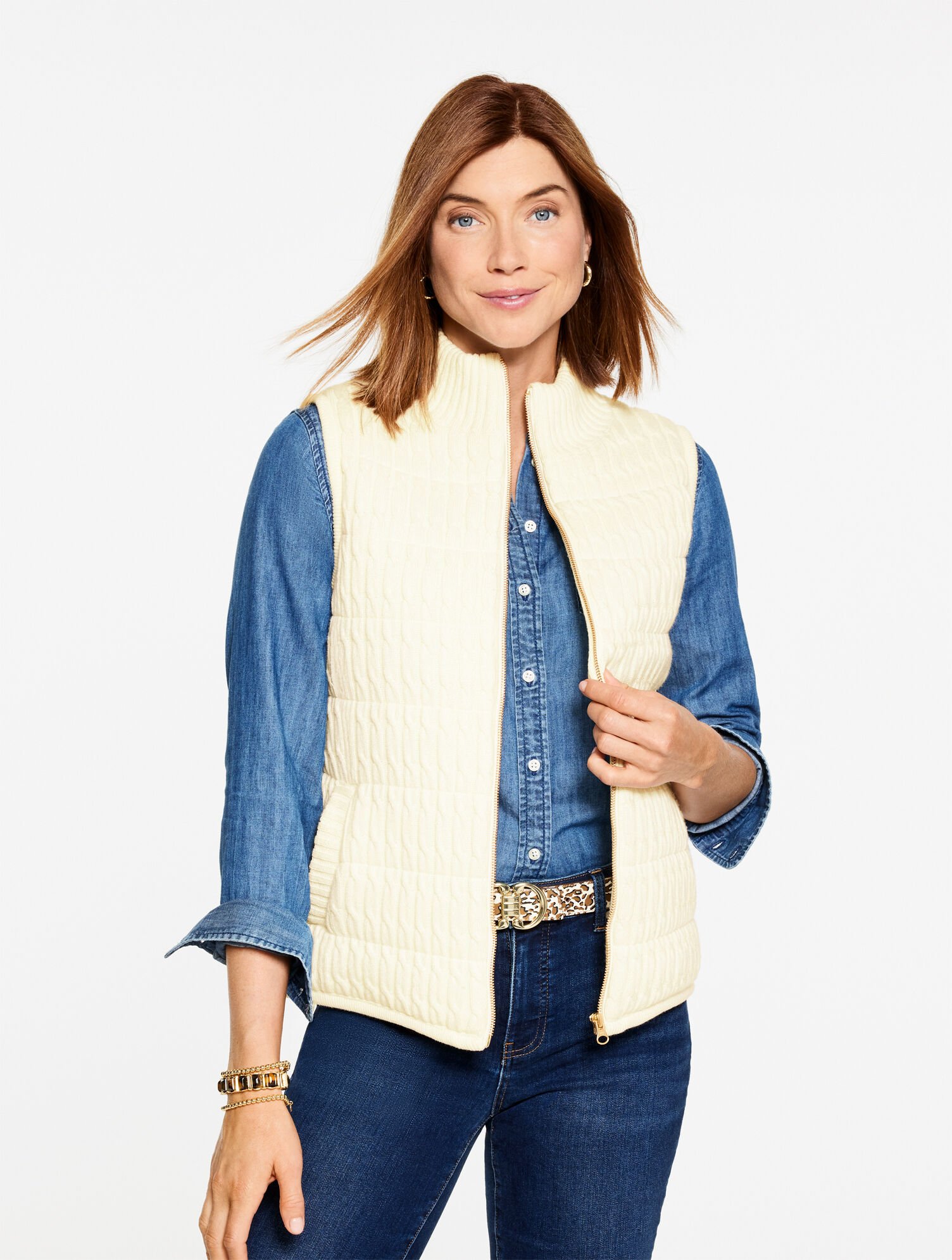 Cable Knit Quilted Vest