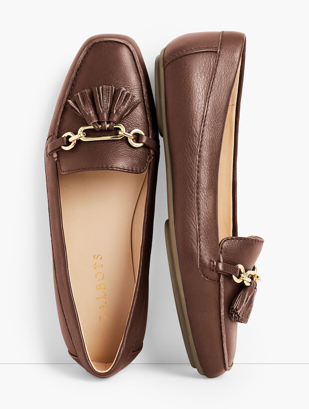 Becca Tassel Driving Moccasins - Pebbled Leather