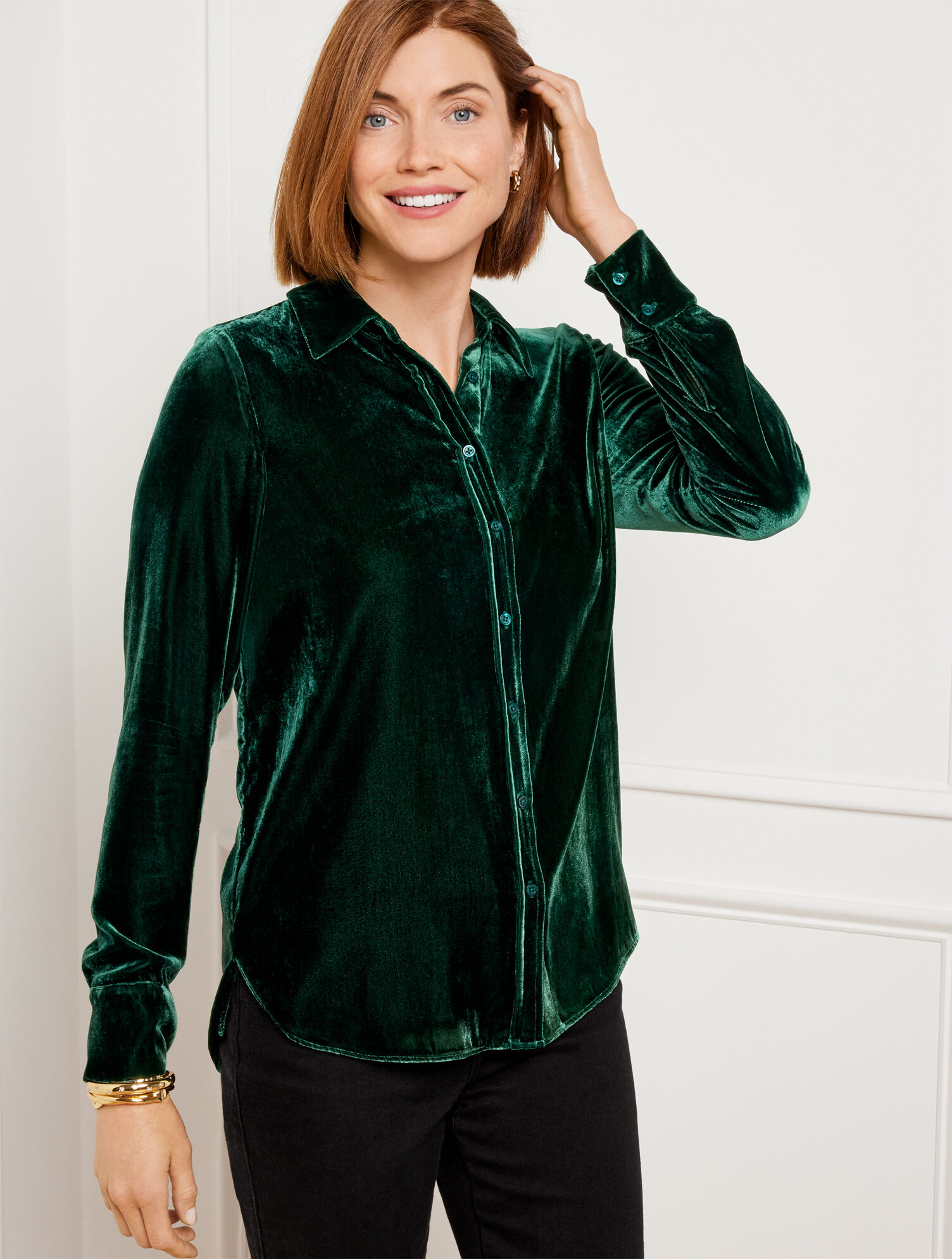 Effortless Velvet Classic Fit Button Front Shirt | Talbots