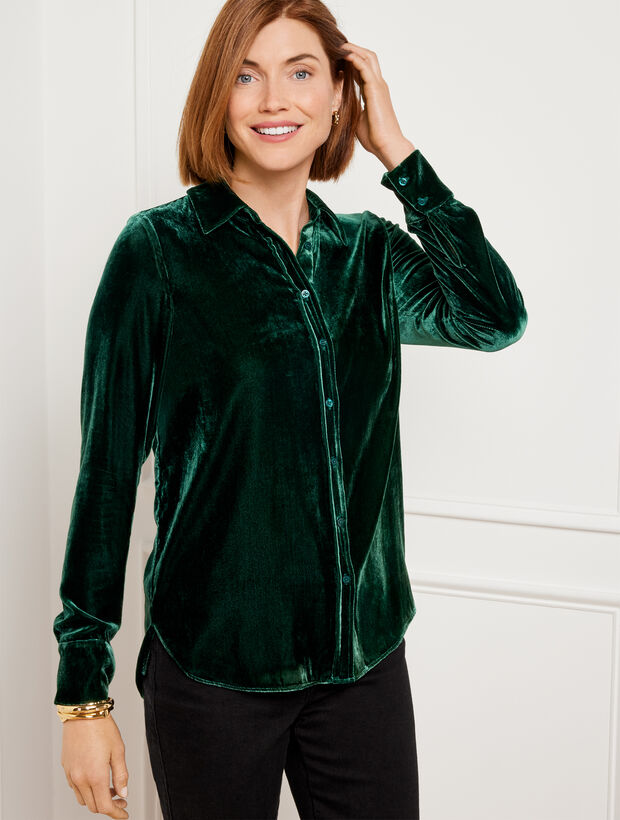 Effortless Velvet Classic Fit Button Front Shirt