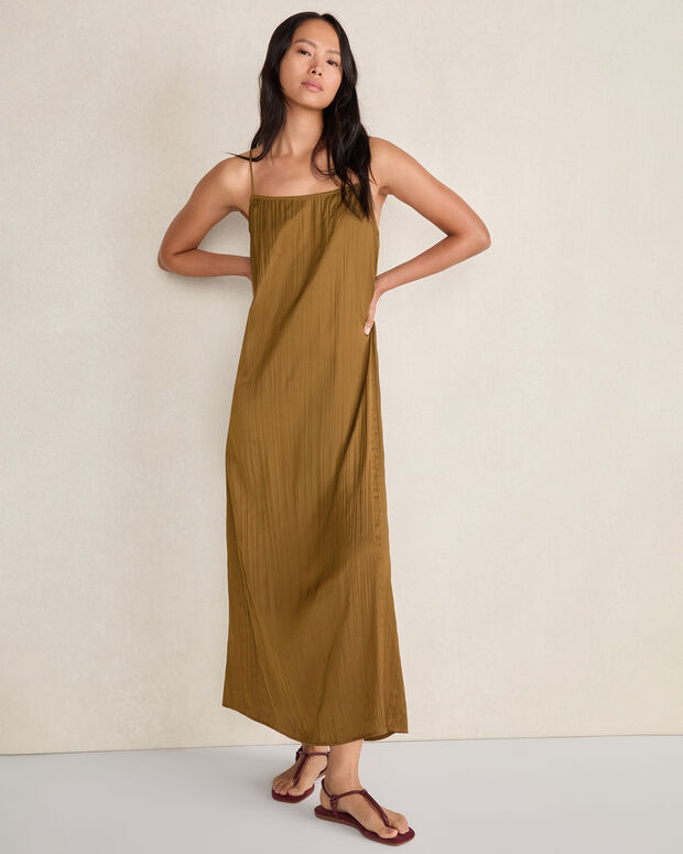 Silky Pleated Maxi Dress
