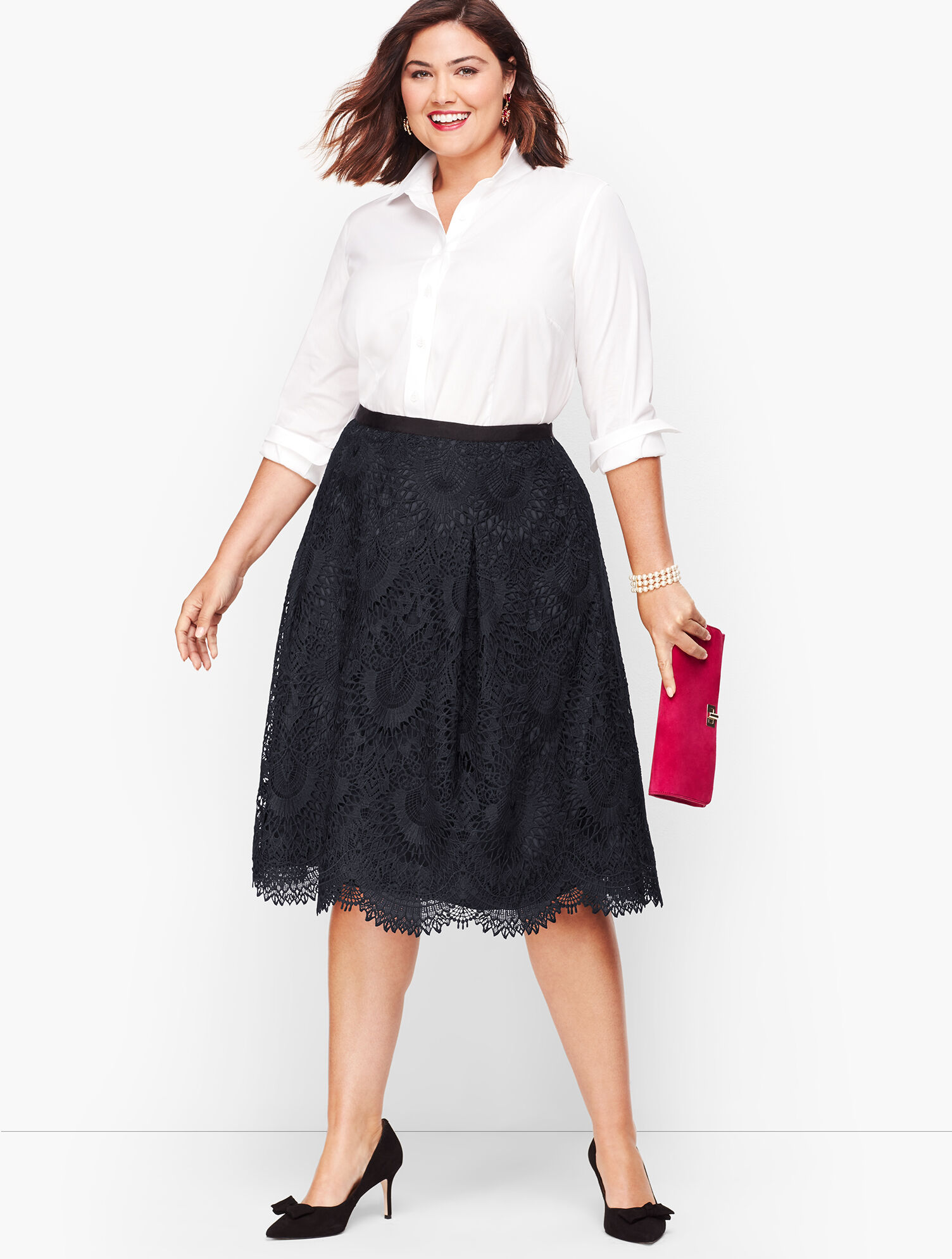 Pleated Lace Full Skirt