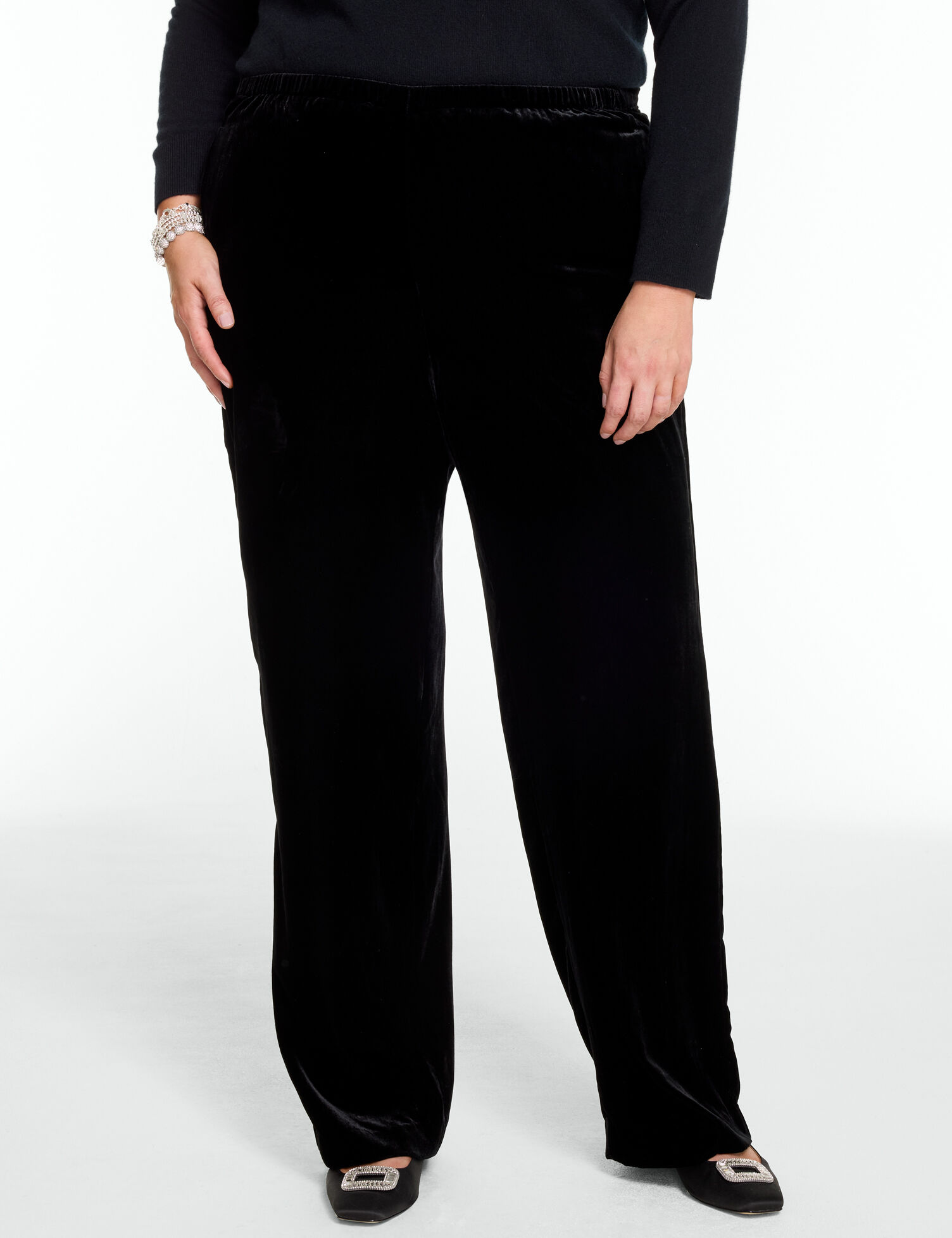Velvet Wide Leg Pull-On Pants