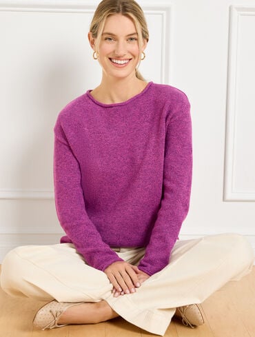 Chunky Knit Roll Neck Sweater - Marl
