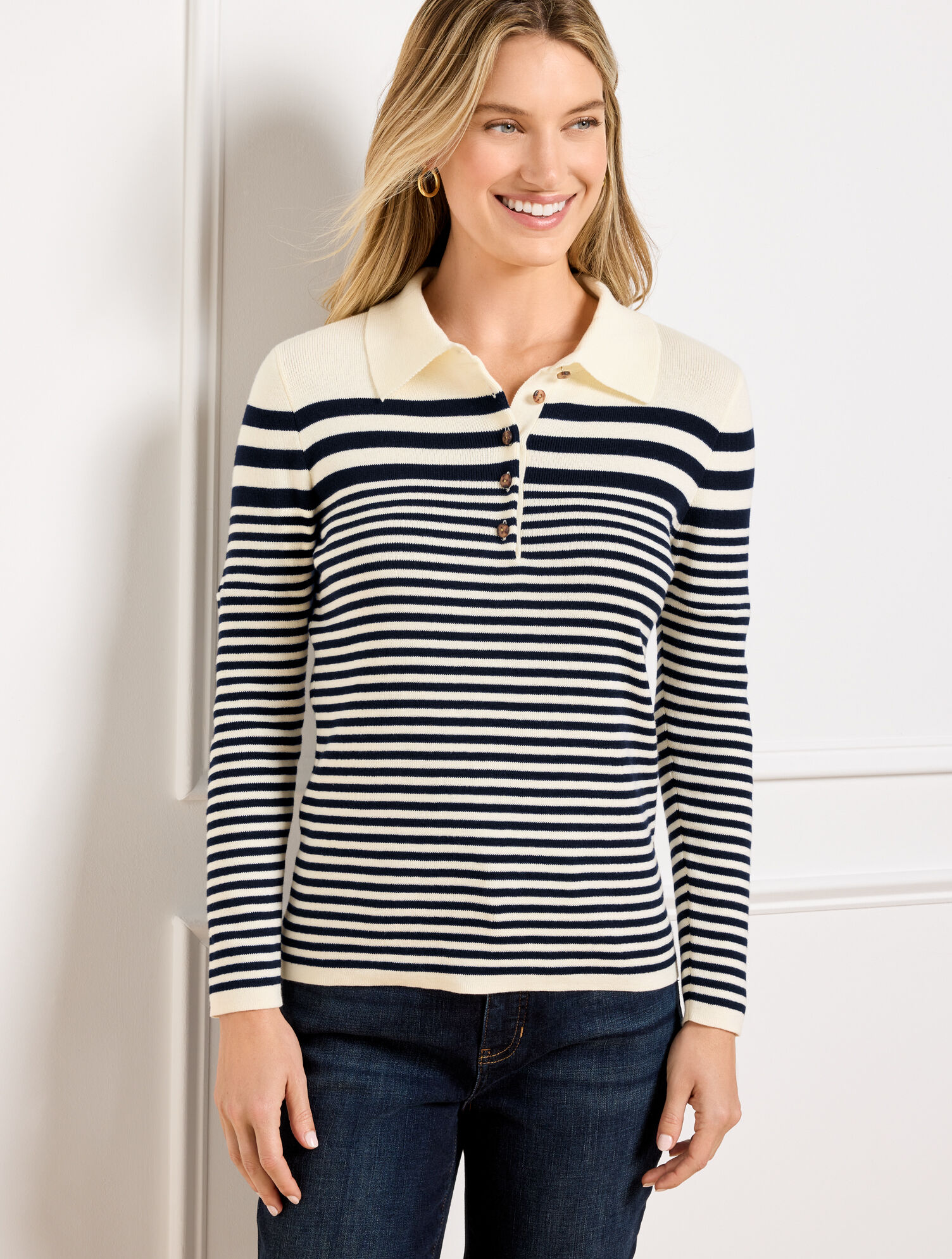 Smooth Cotton Polo - Stripe - image 2