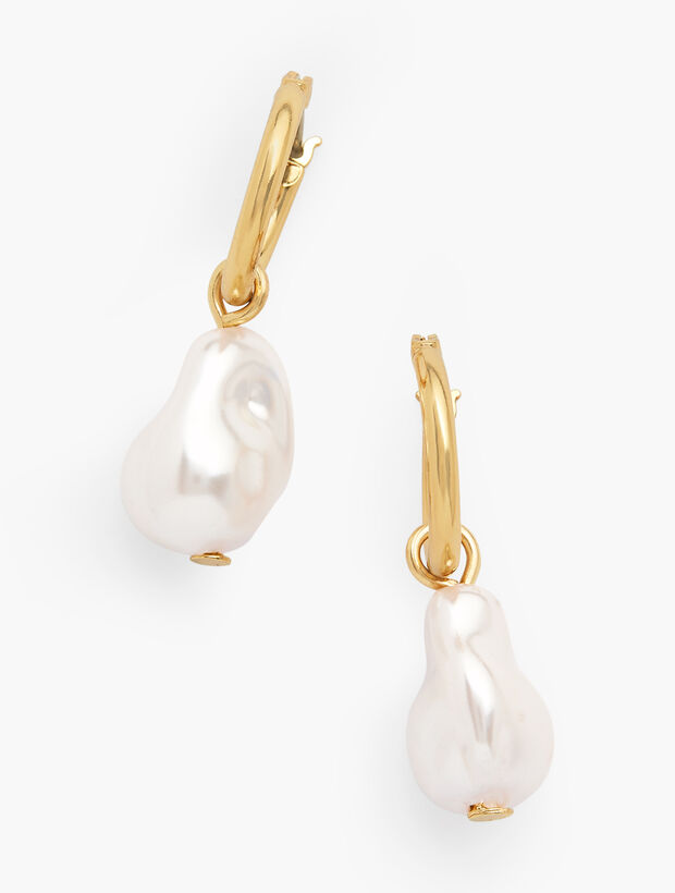 Two-In-One Baroque Pearl Charm Hoop Earrings