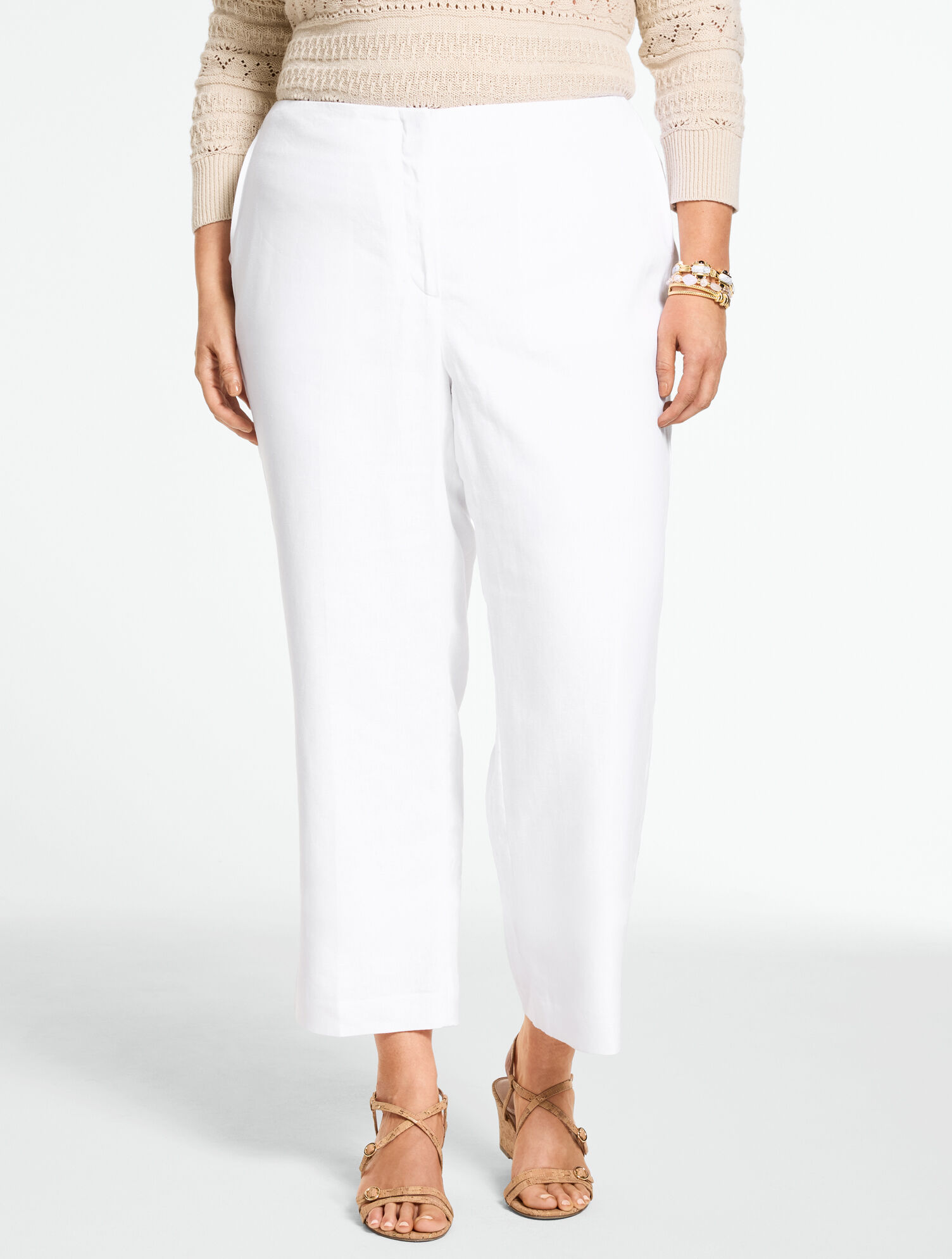 Linen Straight Ankle Pants