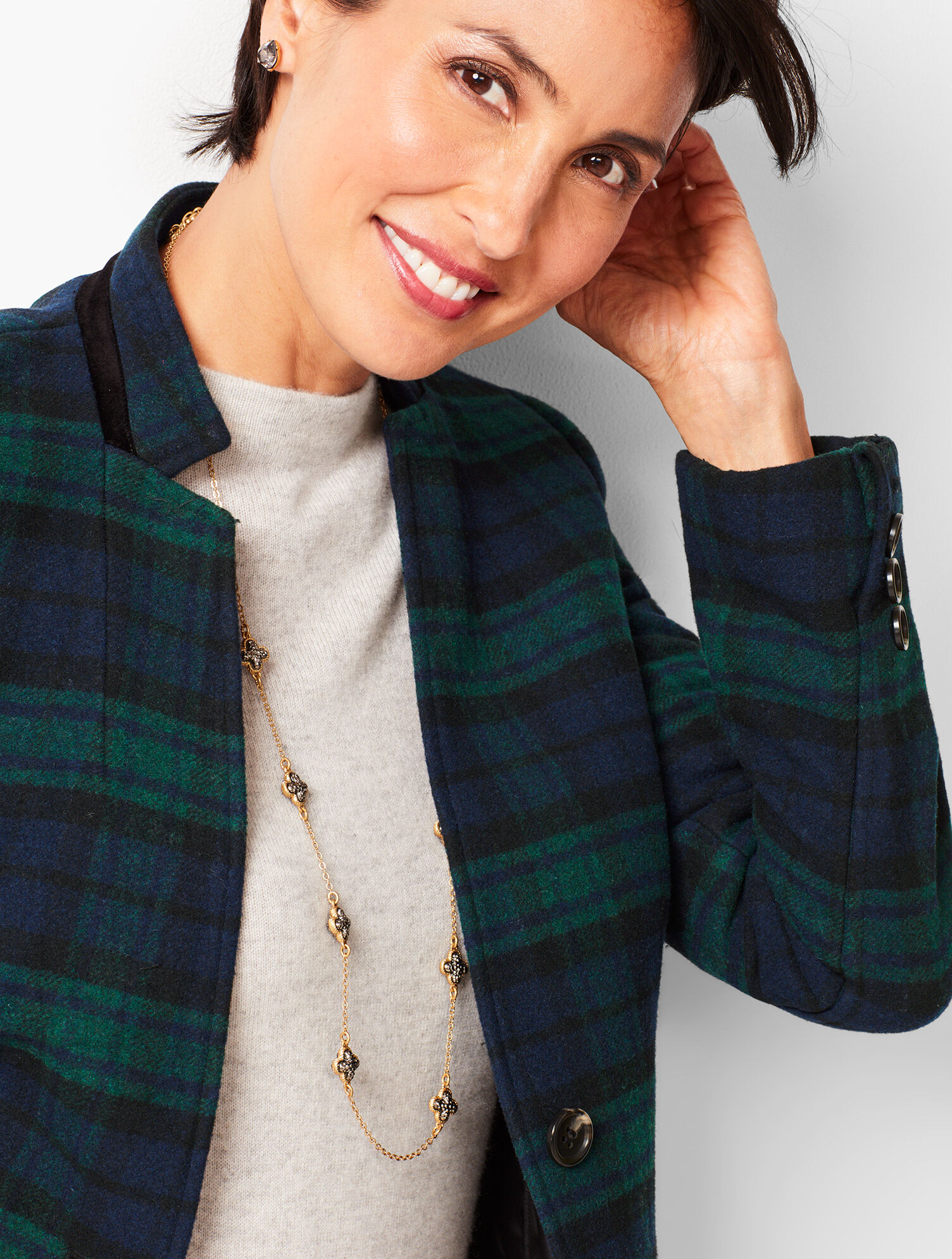 Black Watch Velvet-Trim Blazer 