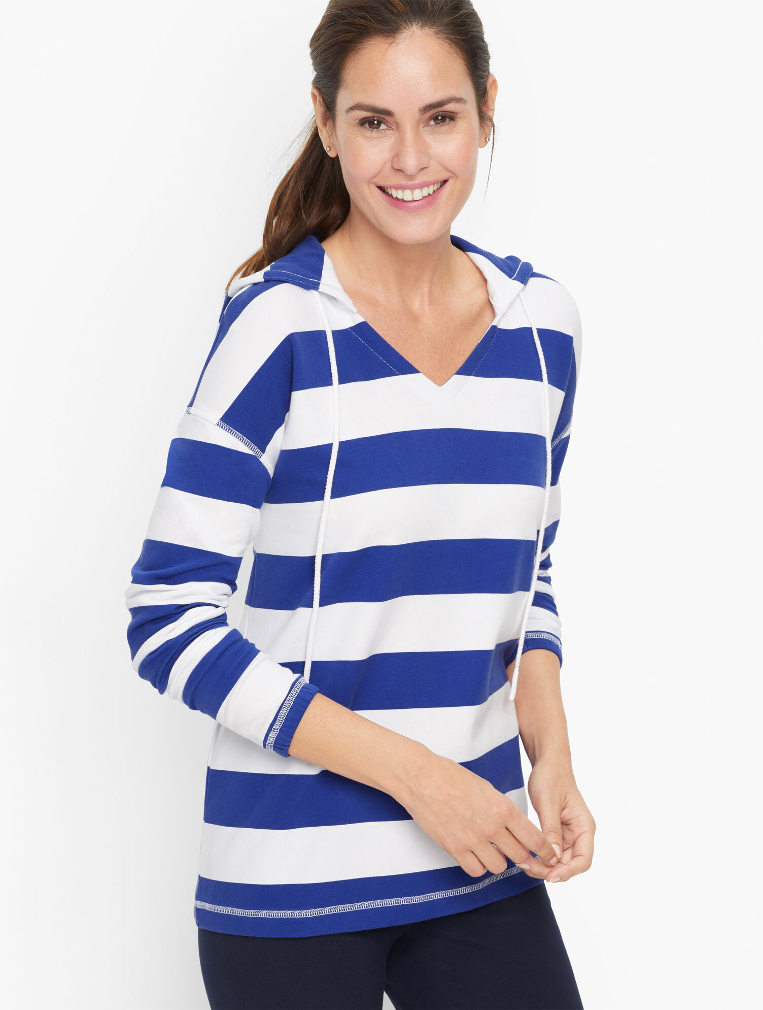 Stripe Drop Shoulder Hooded Sweatshirt