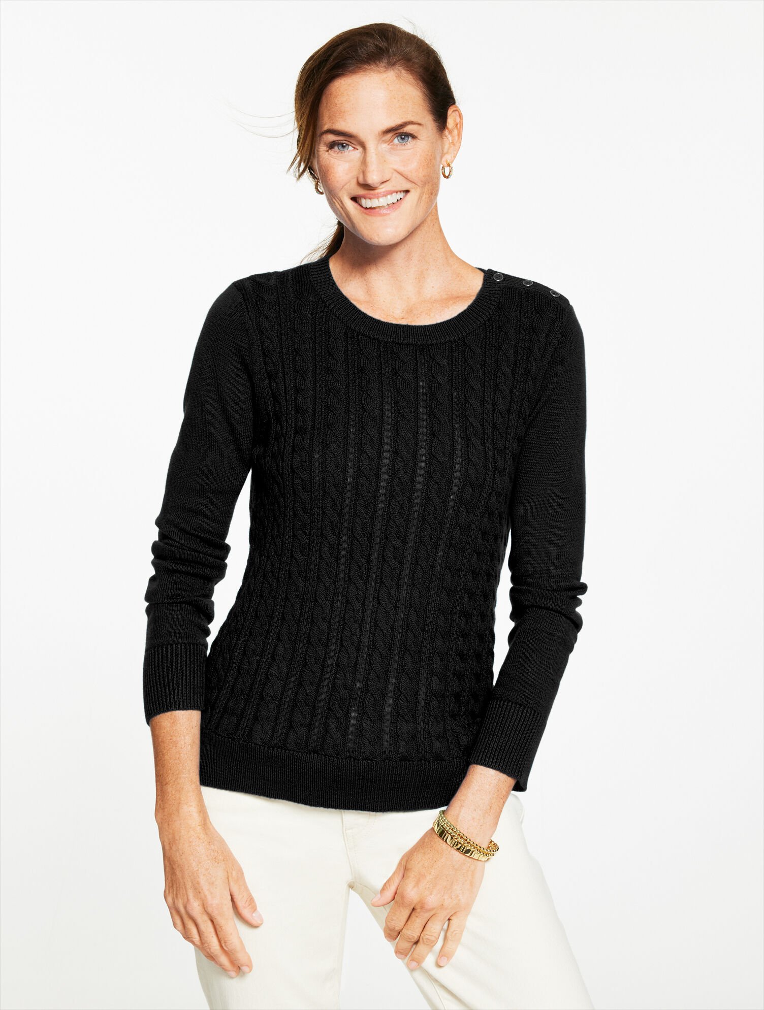 Cable Knit Crewneck Sweater - Colors