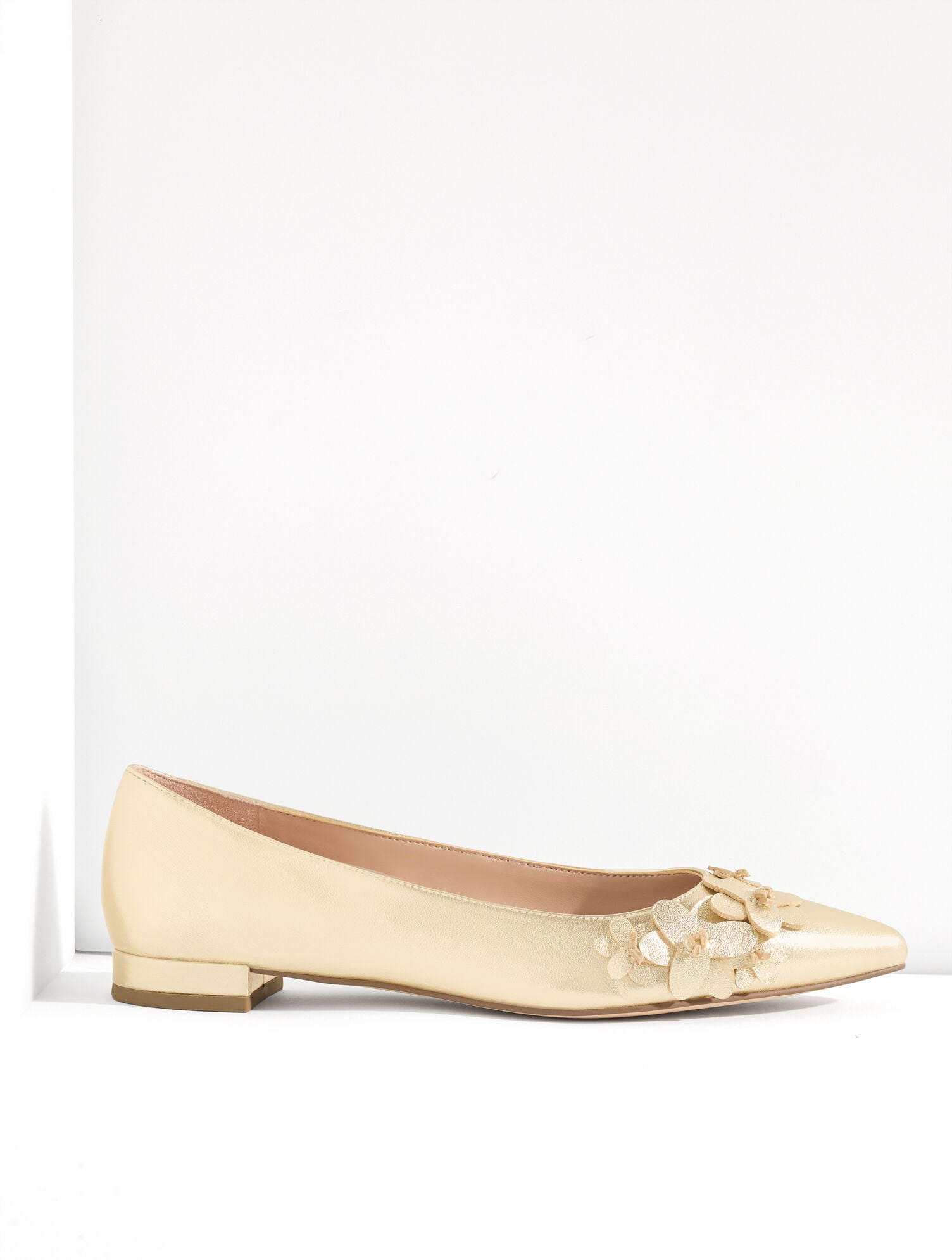 Portia Floral Metallic Leather Flats
