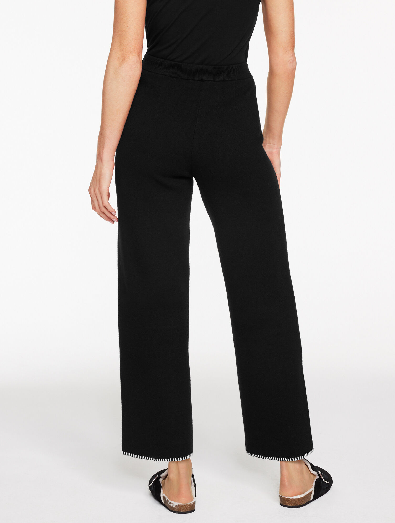 Whipstitch Wide Leg Sweater Pants