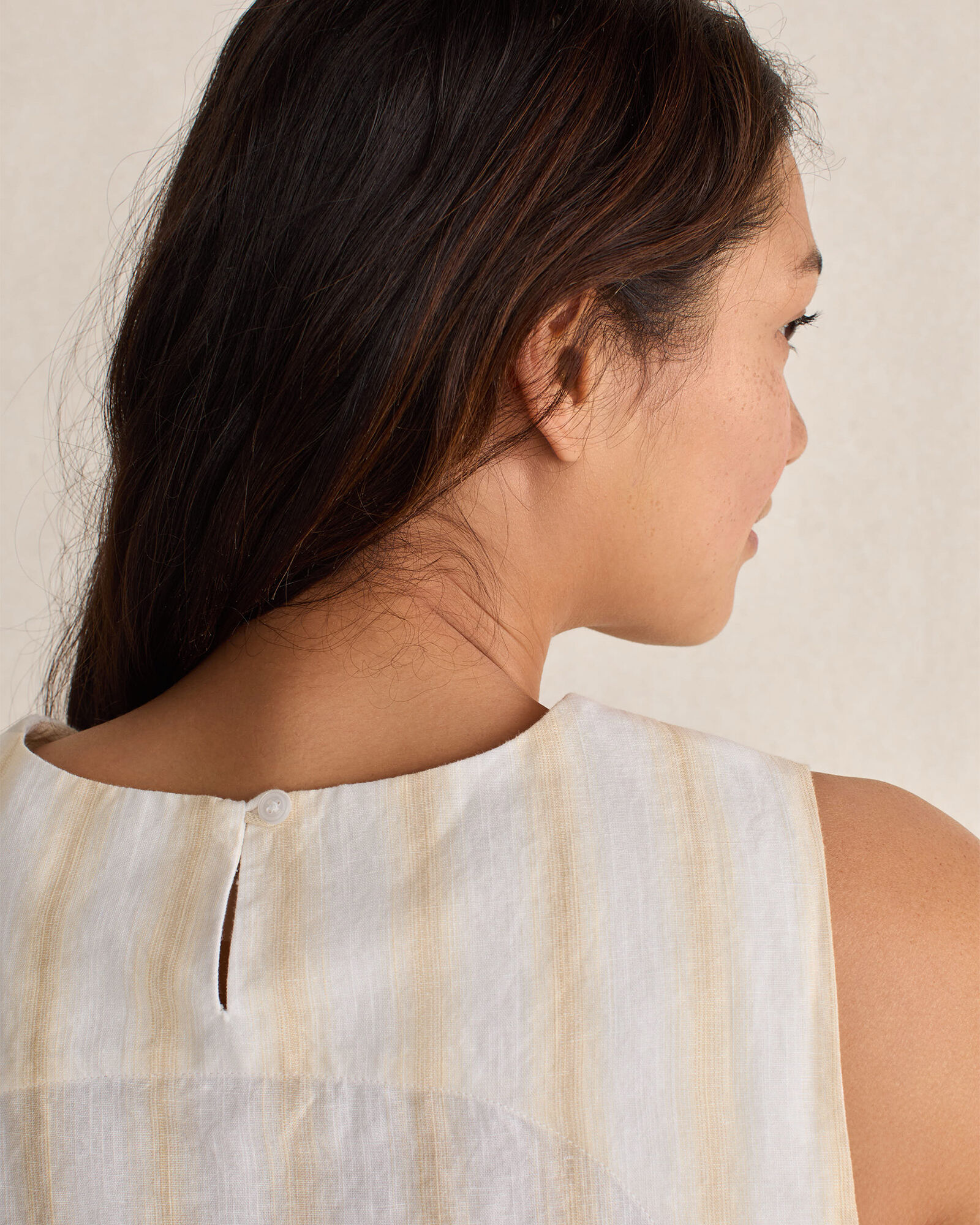 Organic Cotton Linen Stripe Side Tie Tank