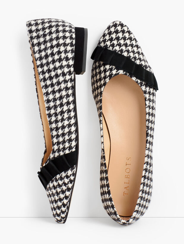 Edison Pleated Flats - Houndstooth