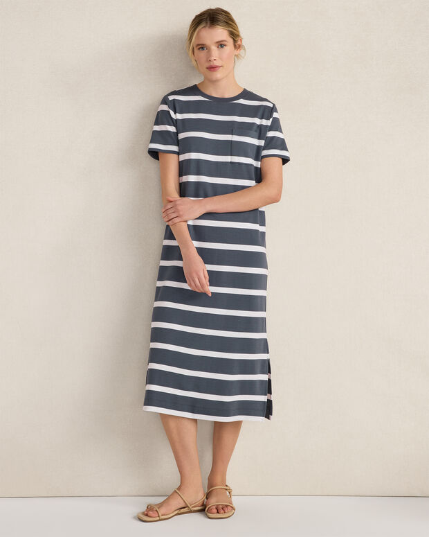 Organic Cotton Interlock Striped Short Sleeve Dress
