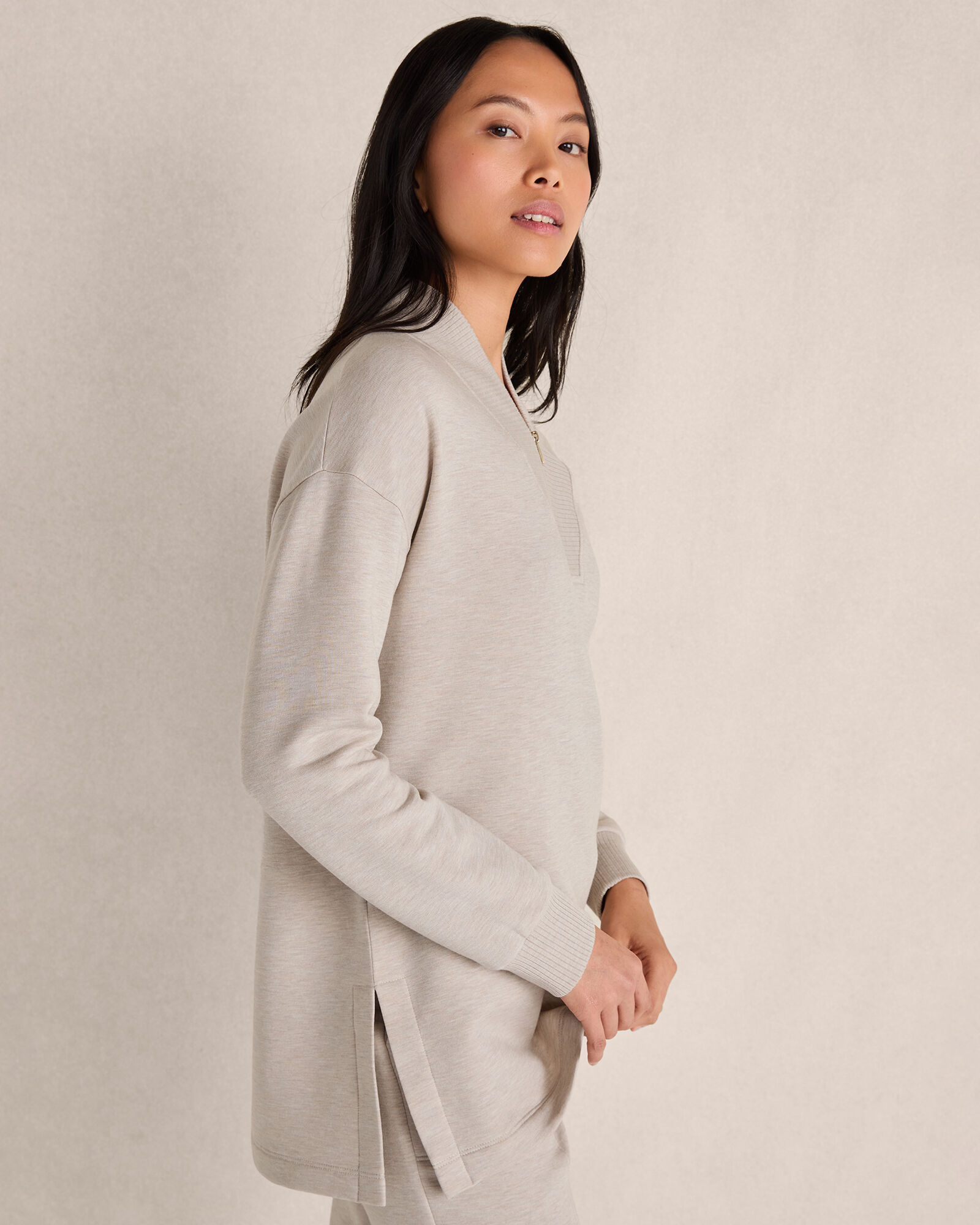 Fleece Quarter-Zip Tunic Pullover