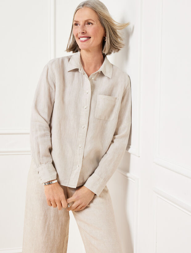 Linen Sports Shirt Beige main image 1