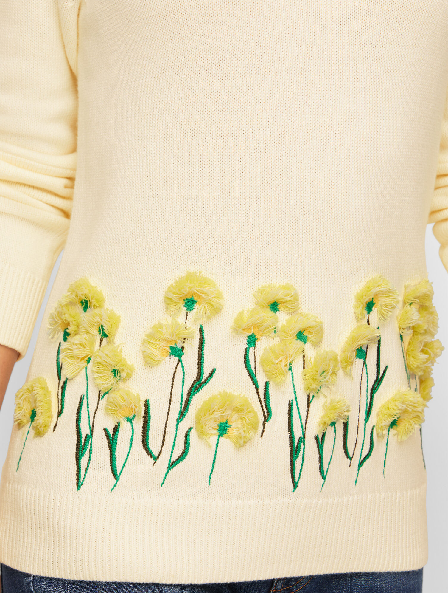 Floral Embroidered Open Neck Sweater