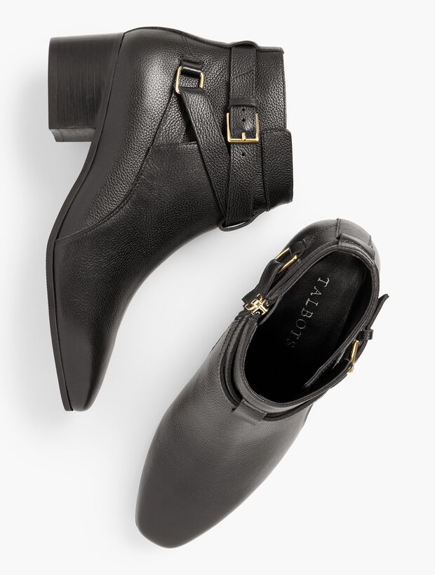 Dakota Block Heel Ankle Boots - Pebble Leather