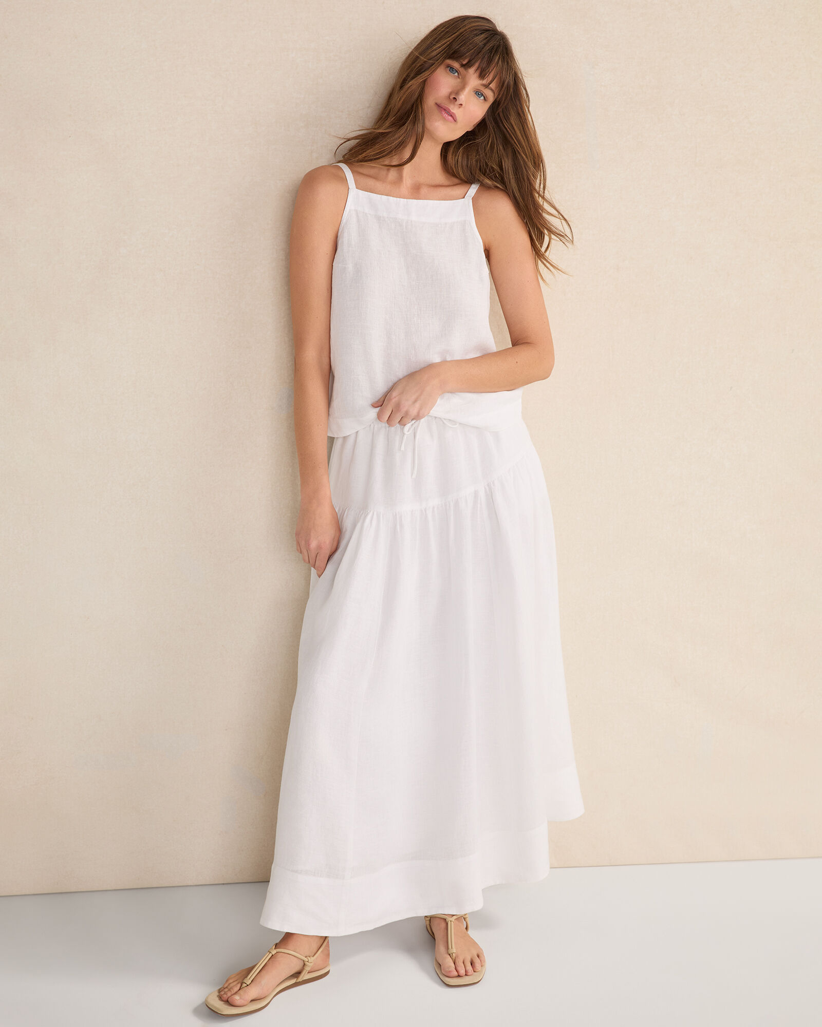 Linen Tiered Maxi Skirt