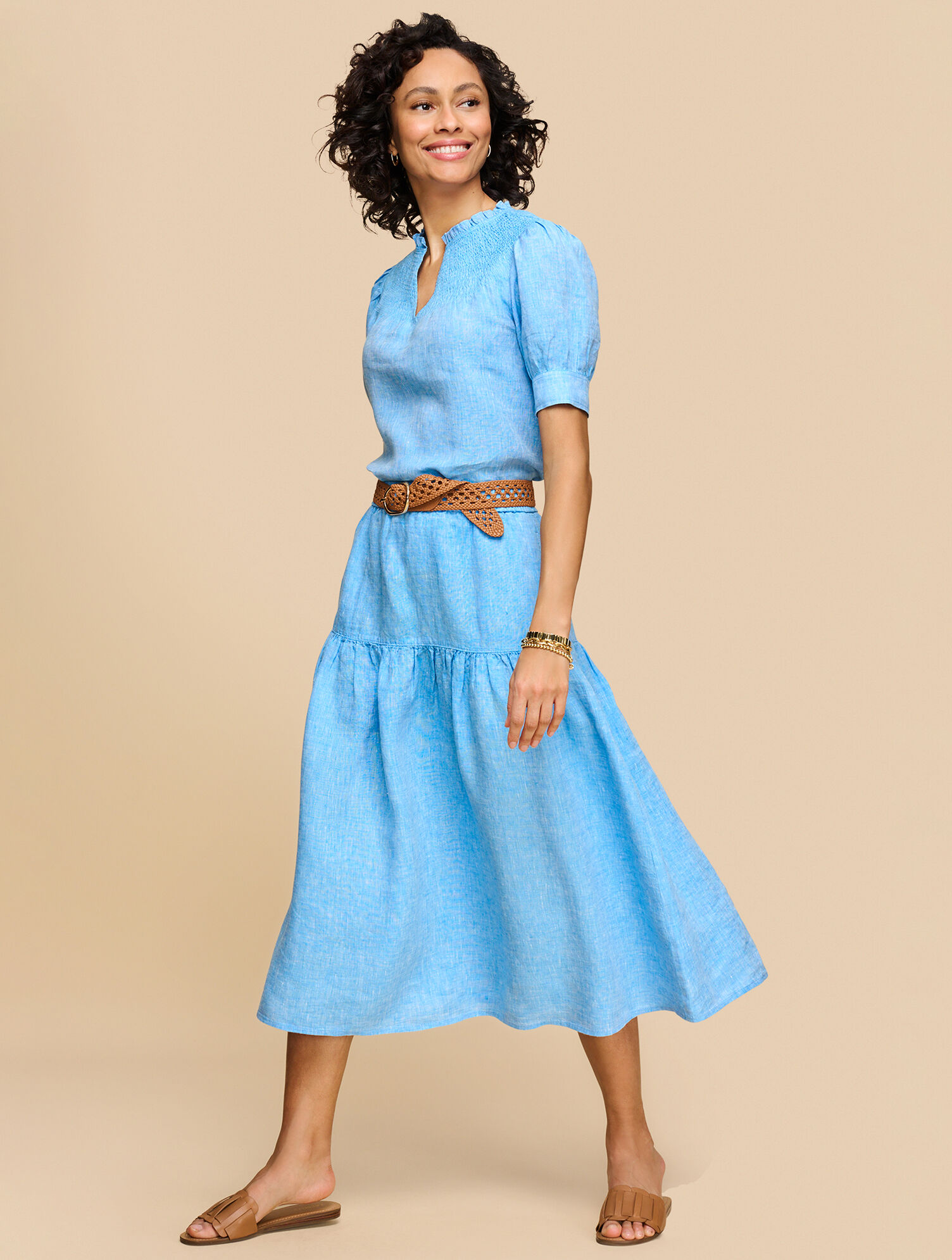 Drop Waist Linen Midi Skirt - Cross Dyed | Talbots Drop Waist Linen Midi Skirt - Cross Dyed | Talbots