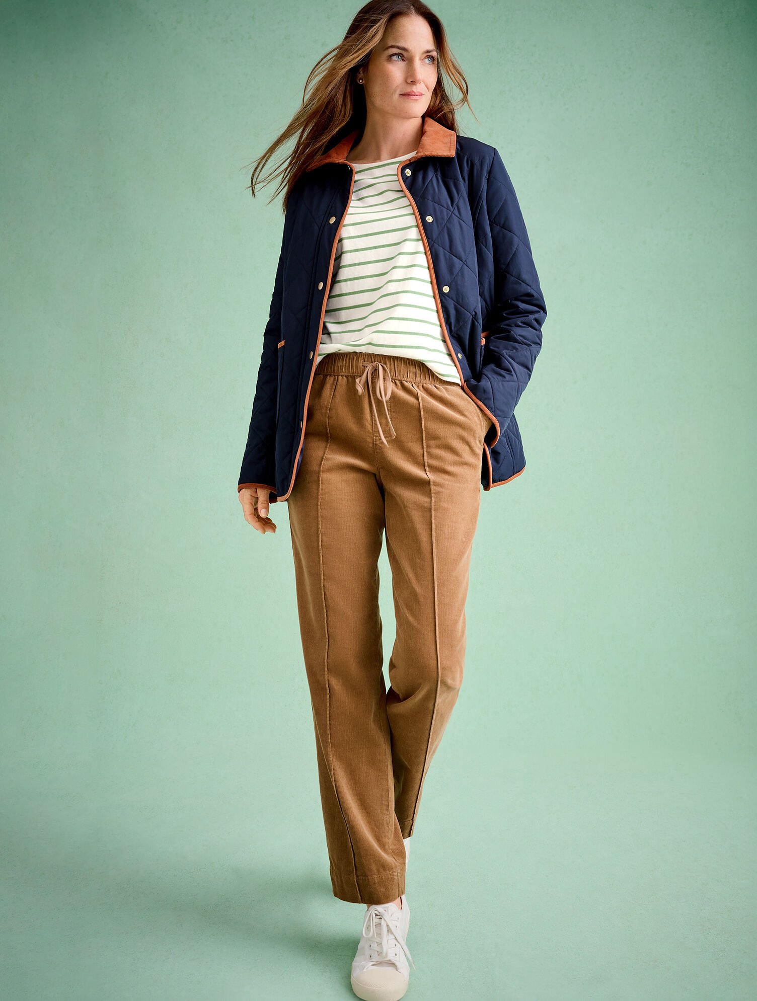 Button Sleeve Crewneck Tee - Stripe