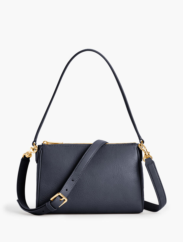 Two-Way Pebble Leather Crossbody Bag