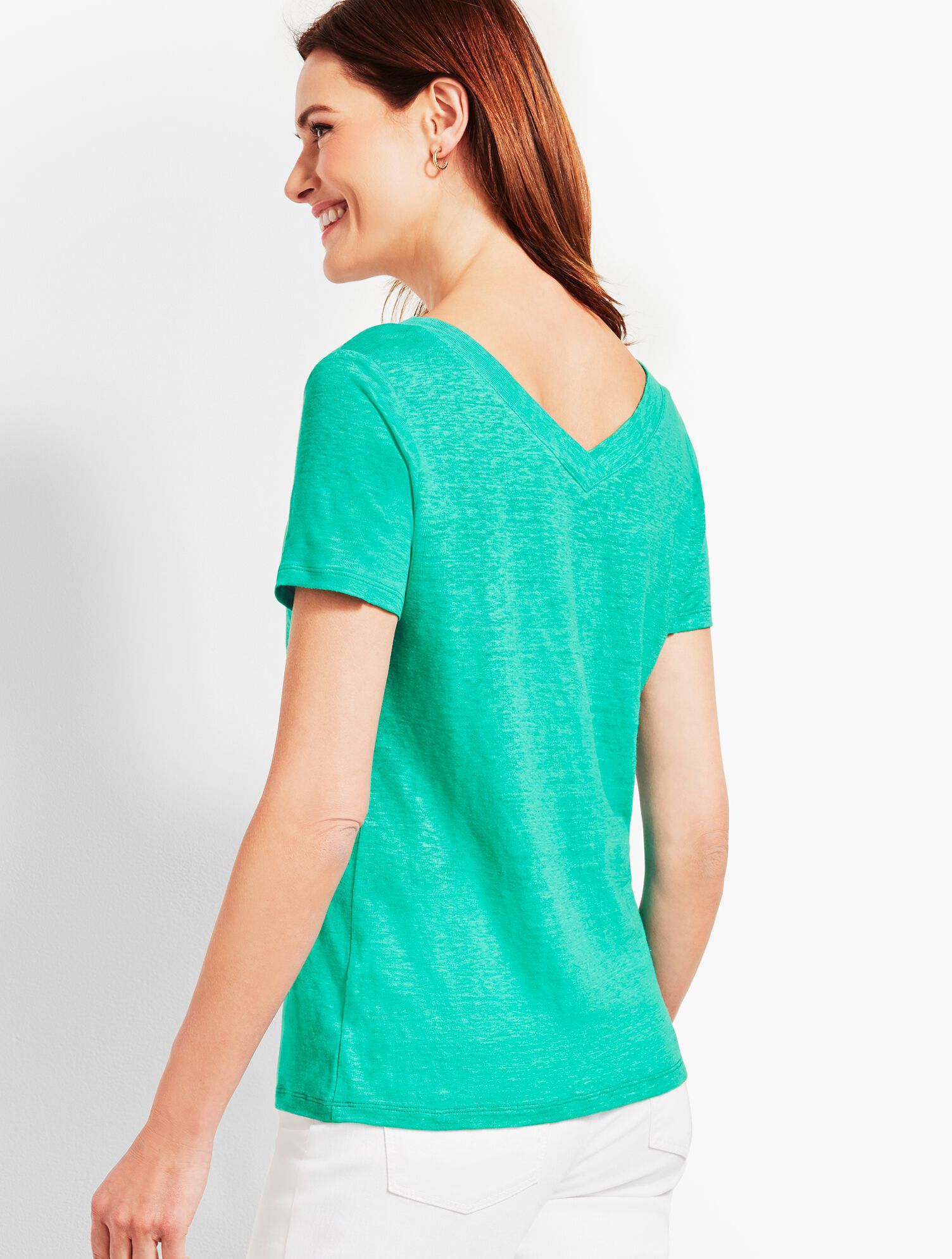Linen Double-V-Neck Top