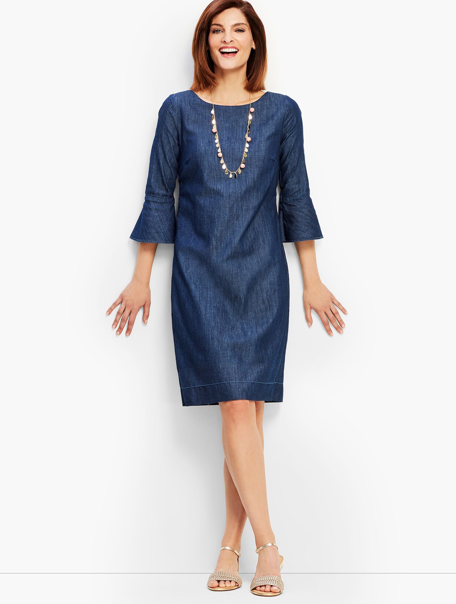white christmas dresses Button Front Denim Flounce Mini Dress – Grace & Joy Clothing Co main image 1