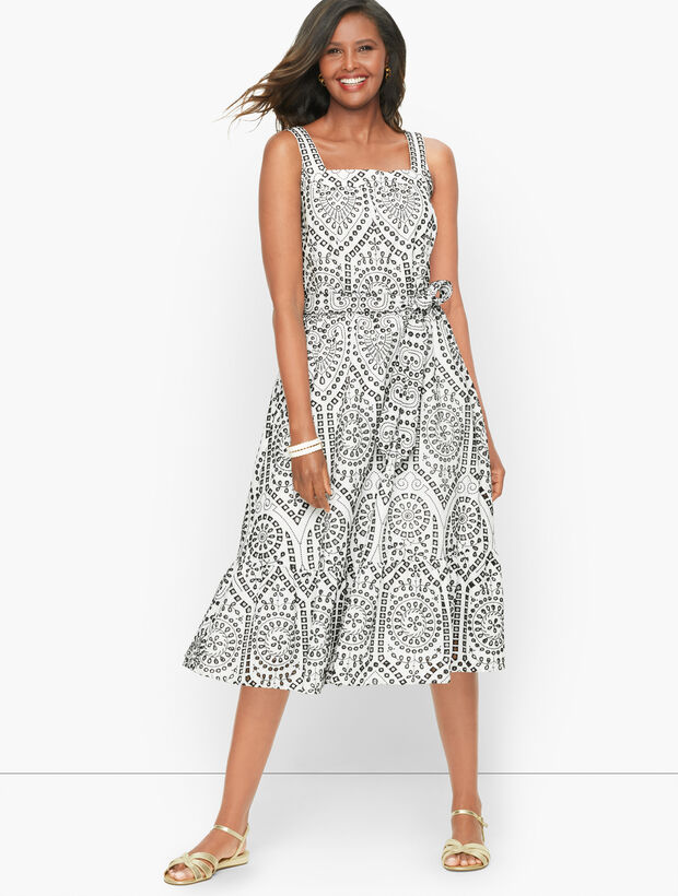Medallion Eyelet Fit &amp; Flare Dress