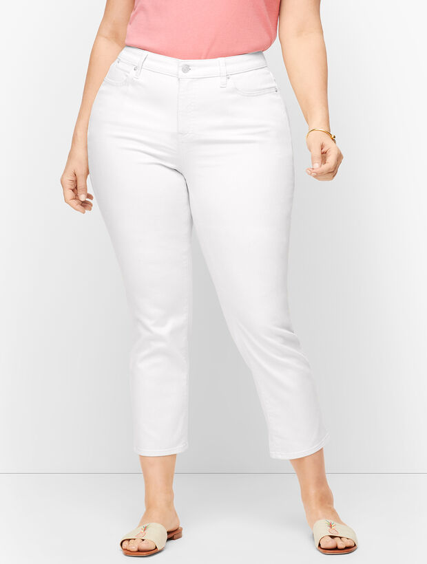 Plus Size Straight Leg Crop Jeans - Curvy Fit - Vanilla &amp; White