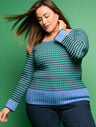 Ribbed Square Neck Sweater - Plaited Stripe