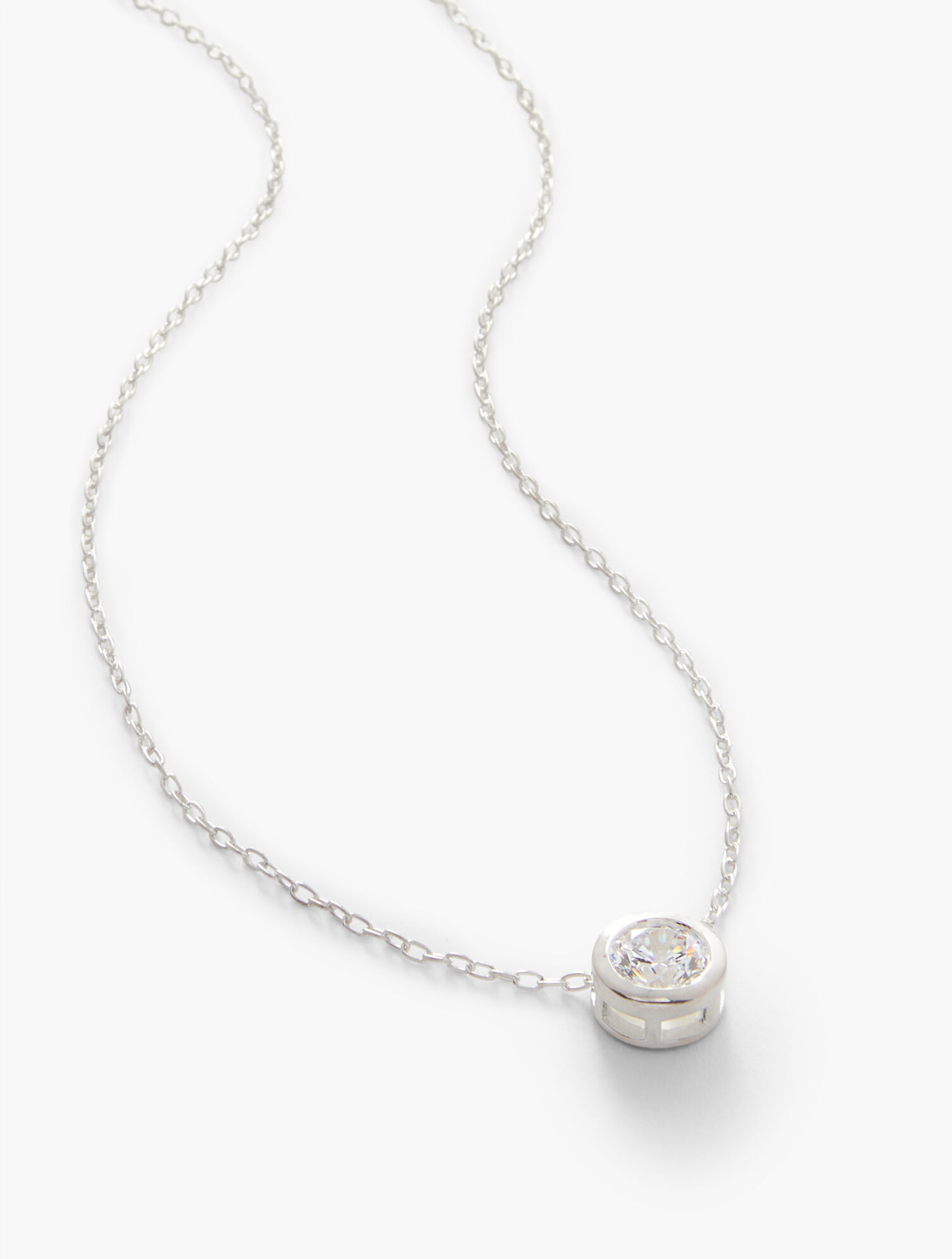 Sterling Silver Classic Stone Pendant Necklace