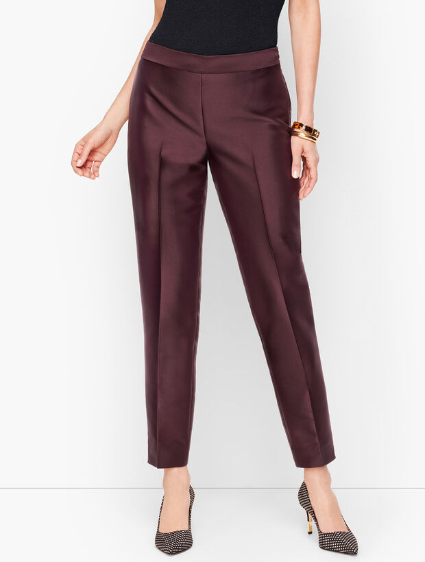 Silk Gazar Tailored Ankle Pants