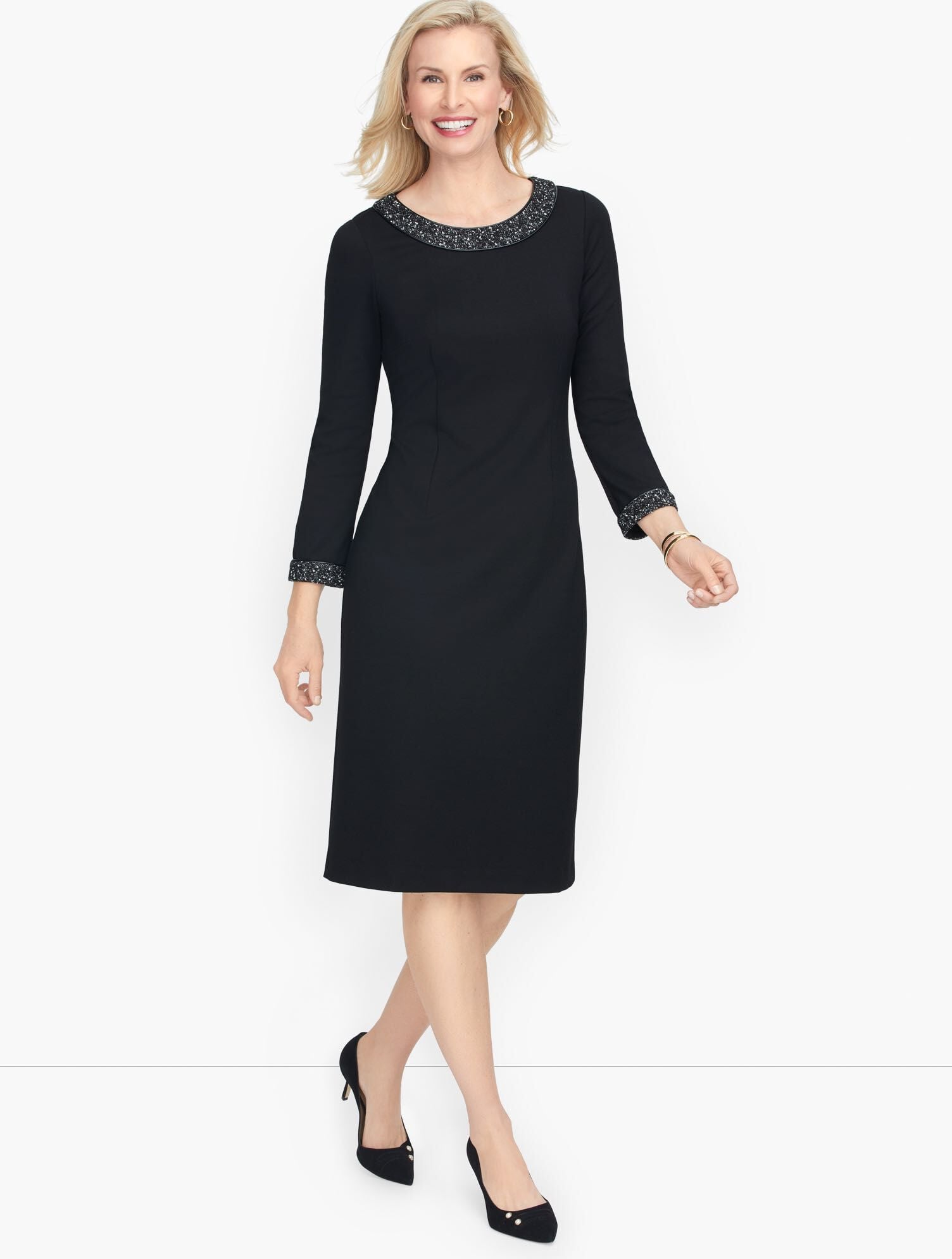 Refined Ponte Tipped Tweed Dress | Talbots Refined Ponte Tipped Tweed Dress | Talbots