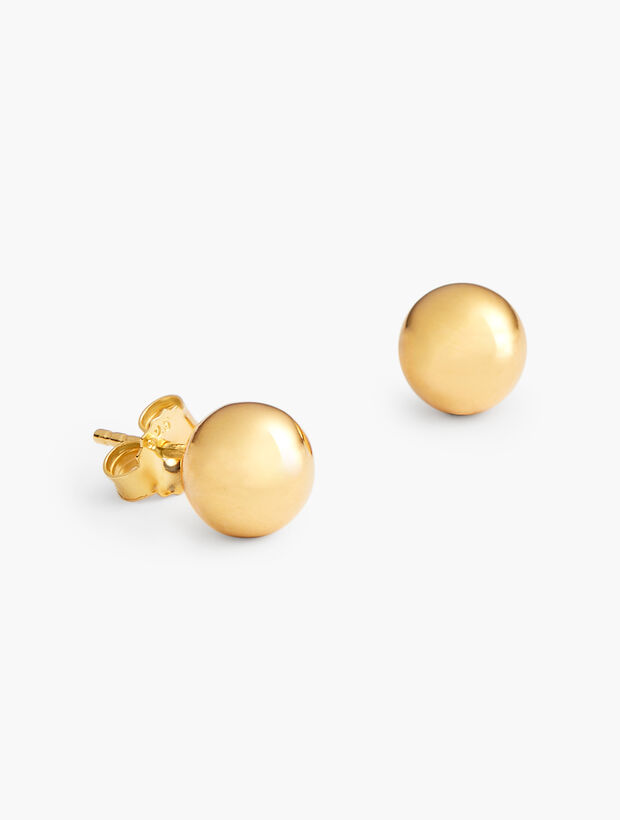 Sterling Silver Ball Stud Earrings - 12K Gold Plated
