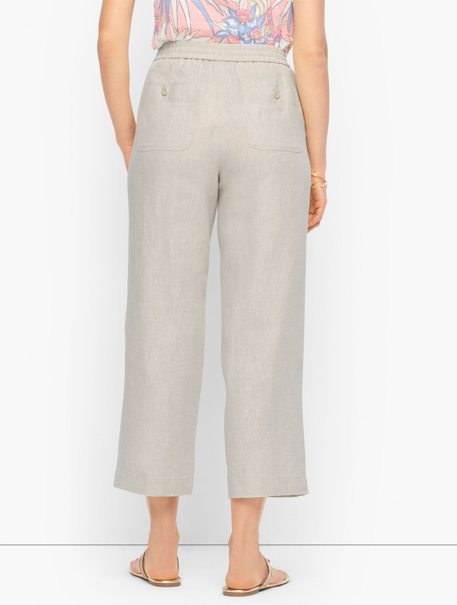 Linen Wide Leg Crop Pants