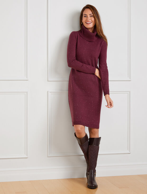 Cowlneck Sweater Dress - Tweed
