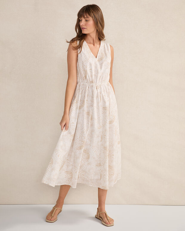 Cotton Voile Blend Shell Midi Dress