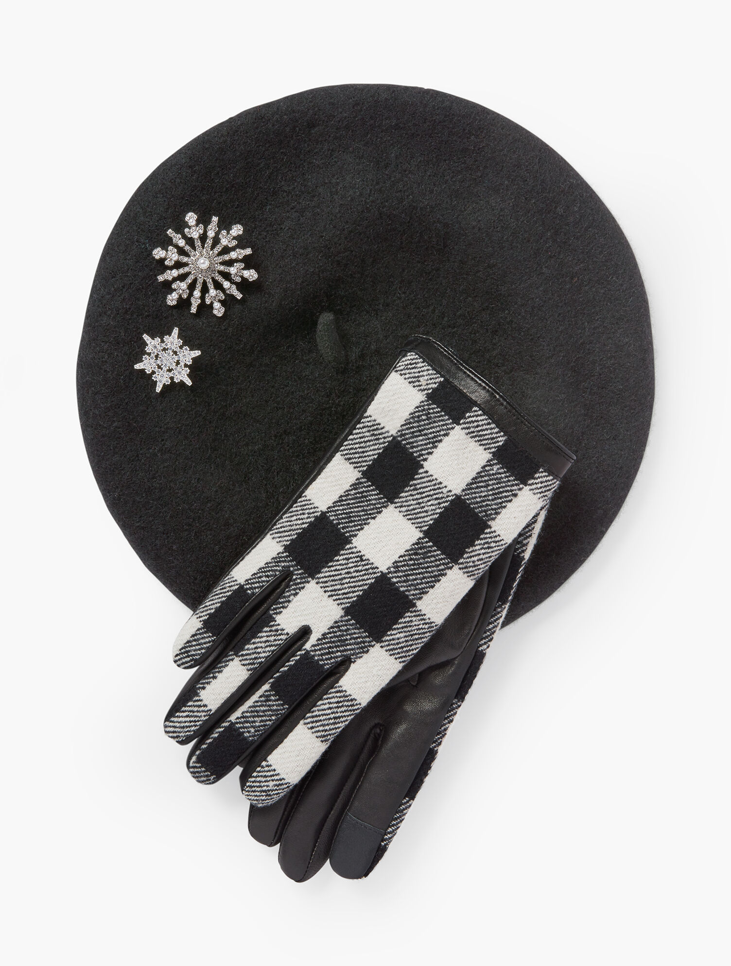 Buffalo Check Leather Touch Gloves